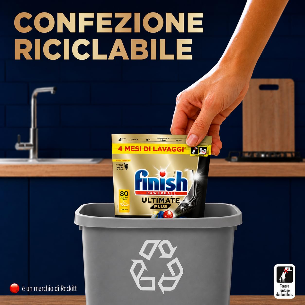 Finish Ultimate PLUS Pastiglie Lavastoviglie al Limone (240 capsule)