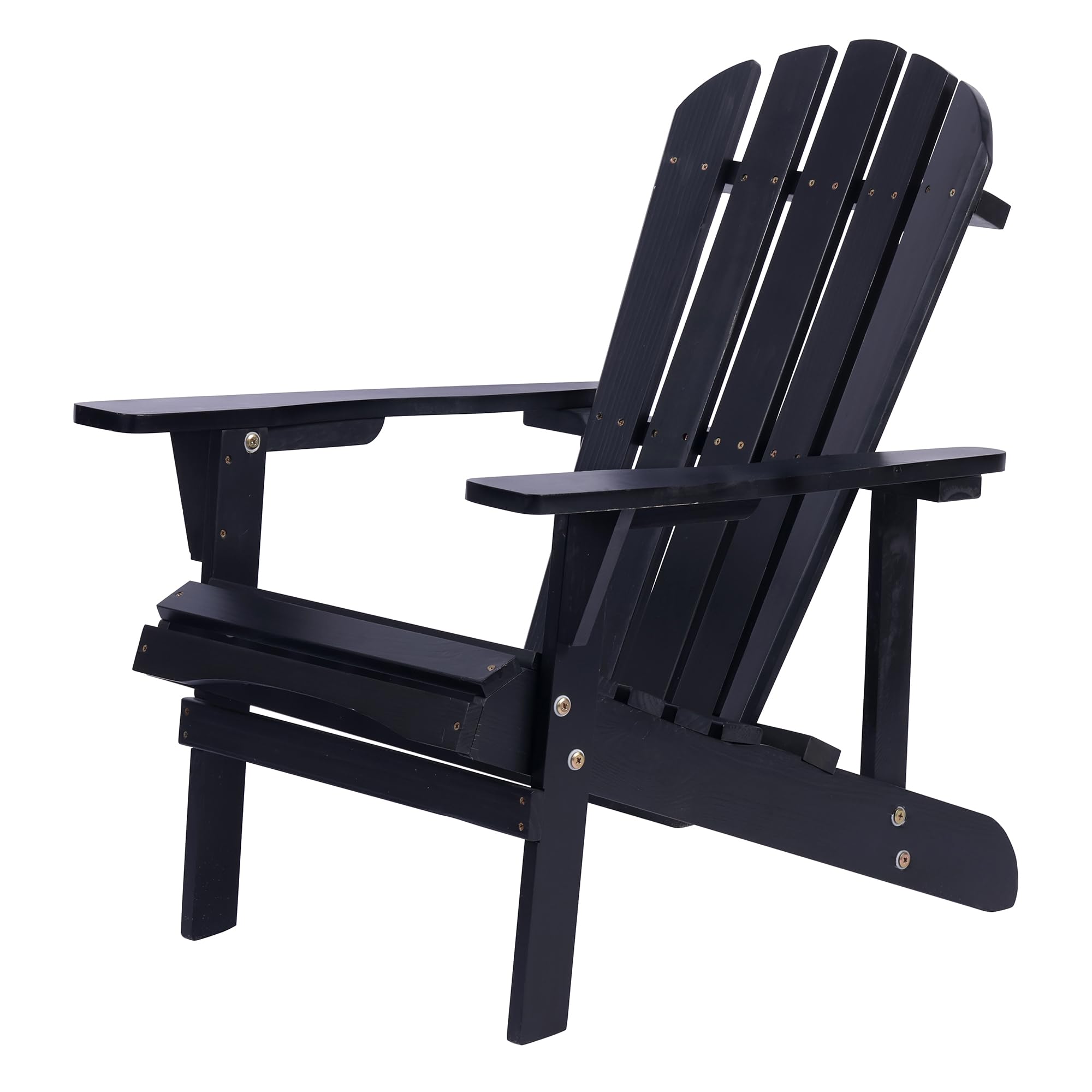 MOOOTTOAdirondack Chair Solid Wood Accent Patio Chair Weather Resistant, Fire Pit Lounge Chairs, Ergonomic Outdoor Lounge Chairs for Backyard, Garden, Lawn and Beach (Dark Black)