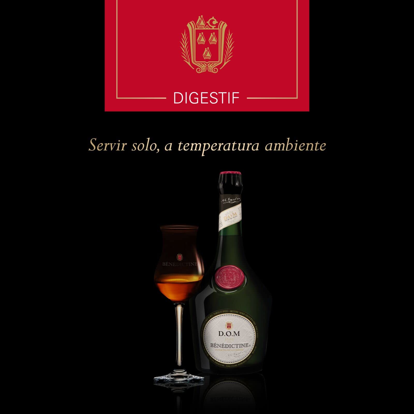 Bénédictine D.O.M. French Liqueur, 40% vol., 70 cl / 700 ml, Licor francés elaborado con una receta secreta de 27 hierbas, especias y raíces tradicionales, notas de miel, cítricos y almendras dulces