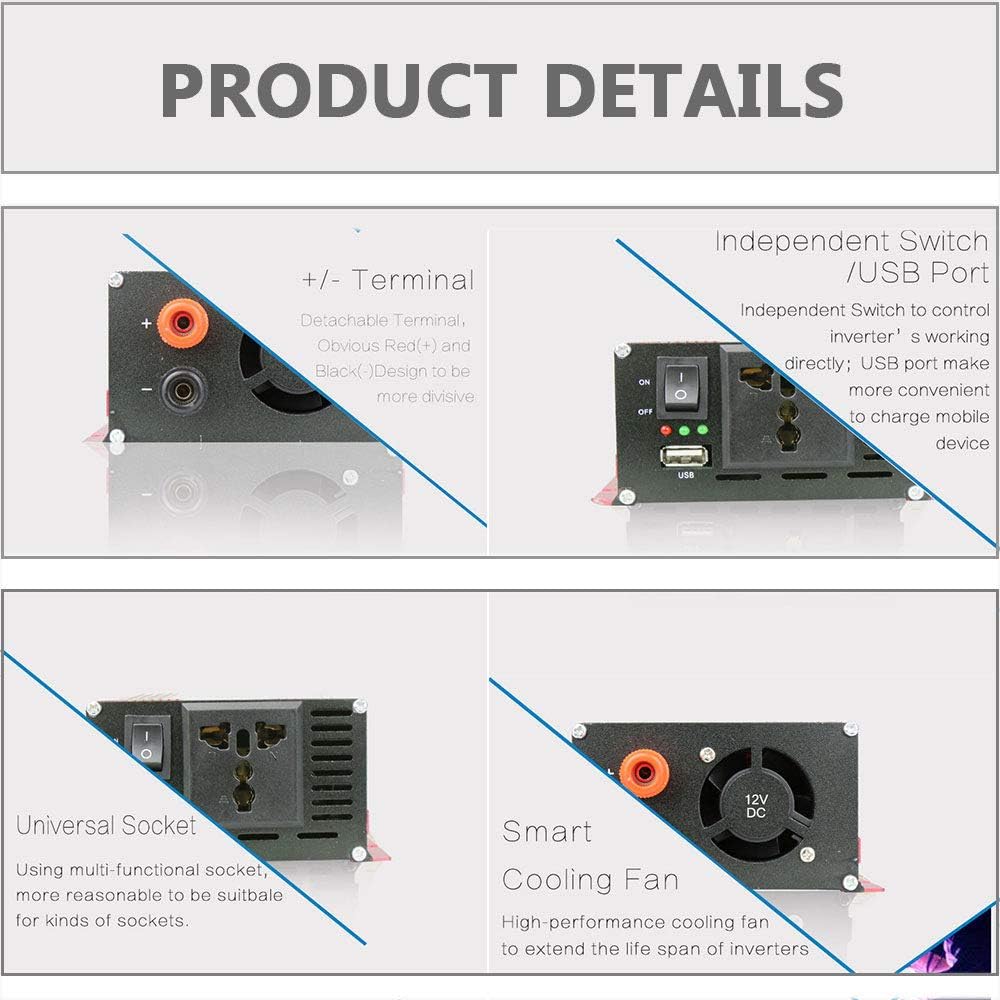 500W to 2000W Inverter 12V/24V to 110V/240 Invertor DC to AC Converter for Car with Cigarette Lighter Plug Cord and Battery Clamps 1500W-24Vto240V(1000W,24Vto110V)