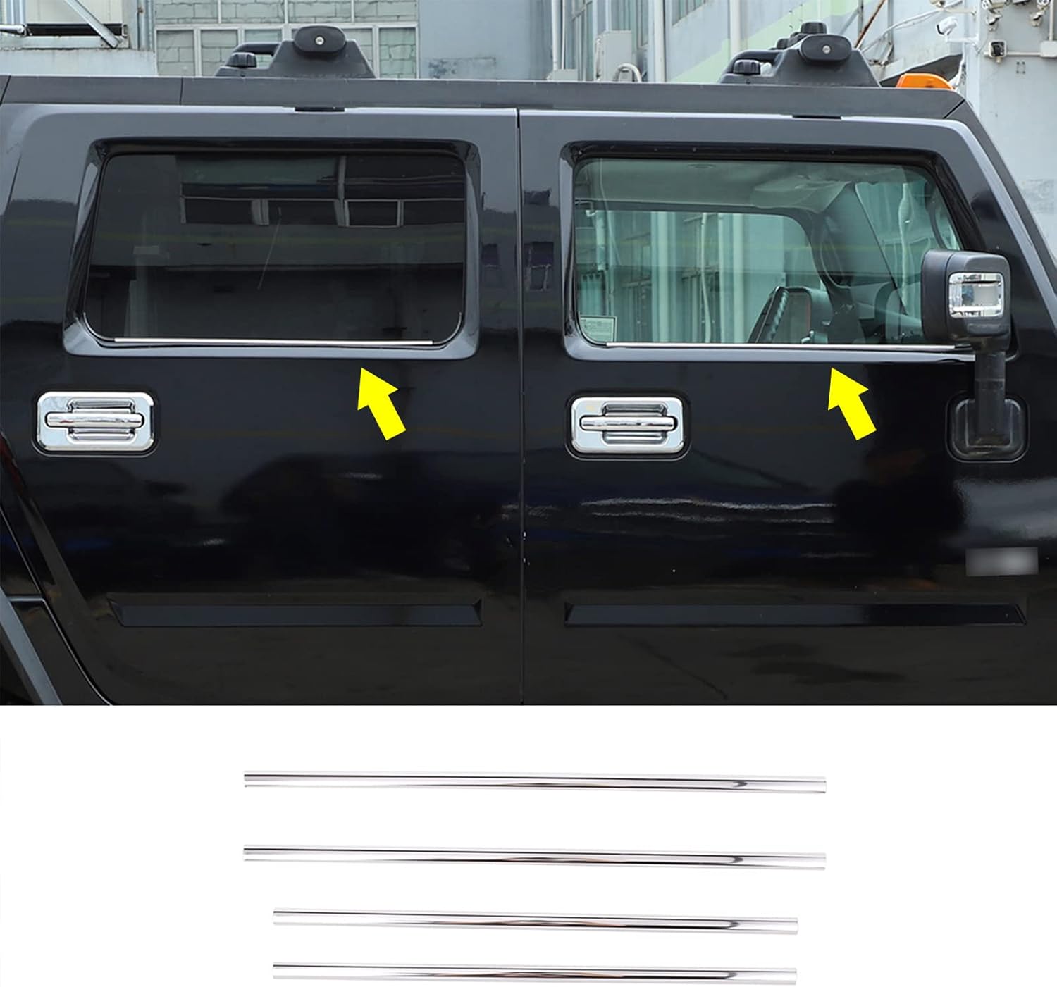 PIUGILH Fit for Hummer H2 2003 2004 2005 2006 2007 2008 2009 Lower Windows Frame Sill Molding Cover Trims Stainless Steel,4PCS