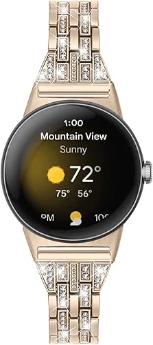 Miniatura 3 de FitTurn Compatible con Google Pixel Watch 4 3 1.614 inWatch 2 1 Correa de metal con diamantes brillantes para mujer, correa de cristal elegante para