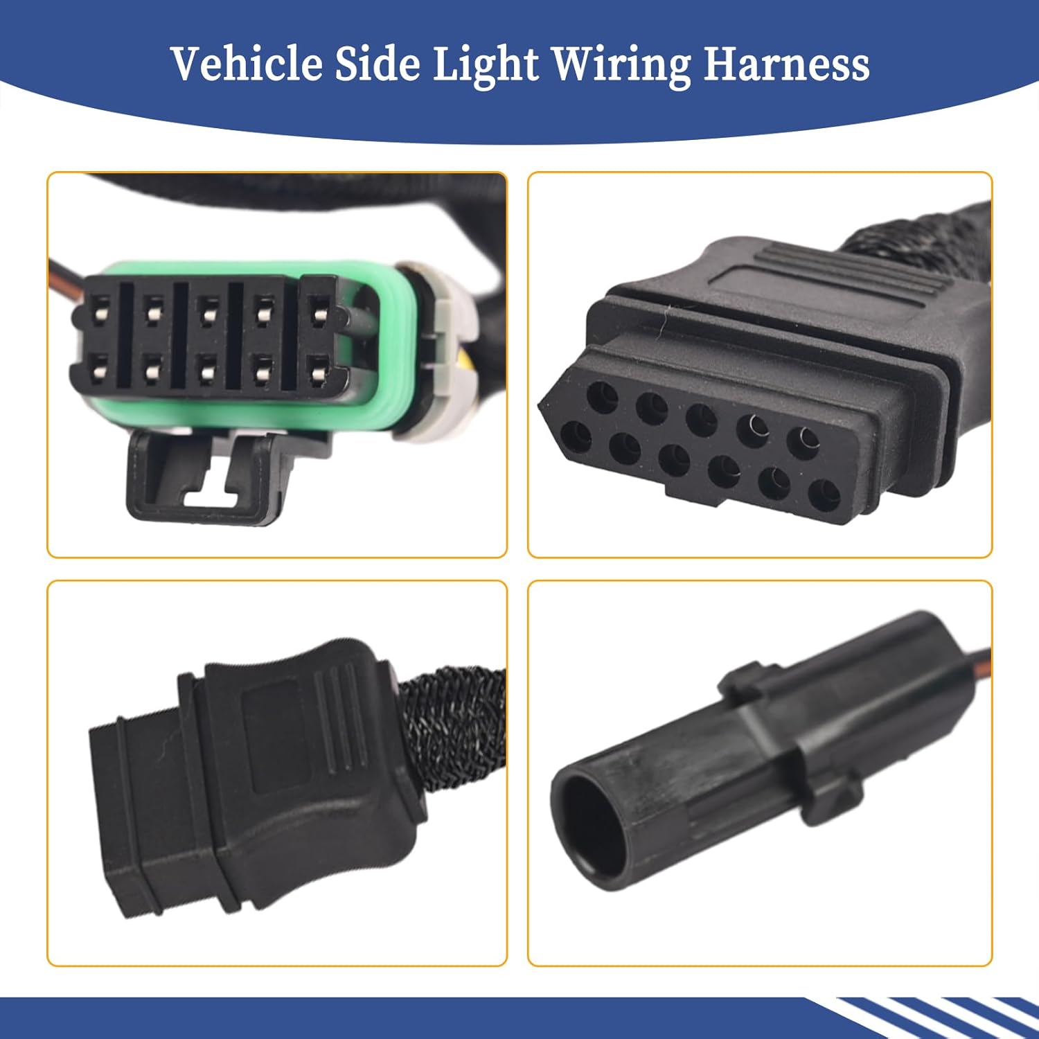 11 Pin Vehicle Side Light Wiring Harness with Dust Cover Compatible with Western Fisher Blizzard SnowEx Plows, Replace 22413 26357