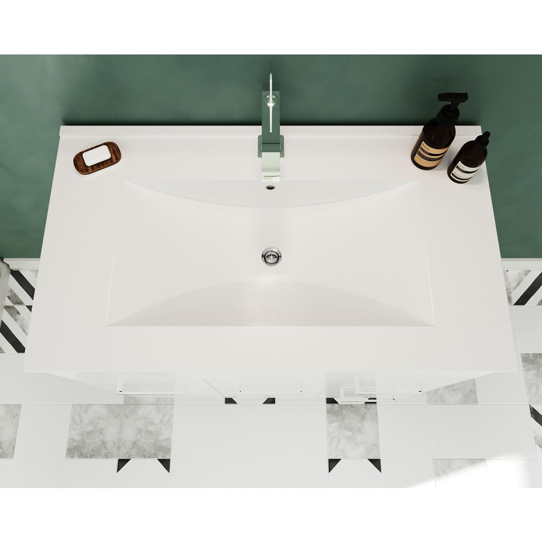 SANIVERRE Madrid Meuble Salle de Bain sur Pieds Simple Vasque Blanc Largeur 80 cm