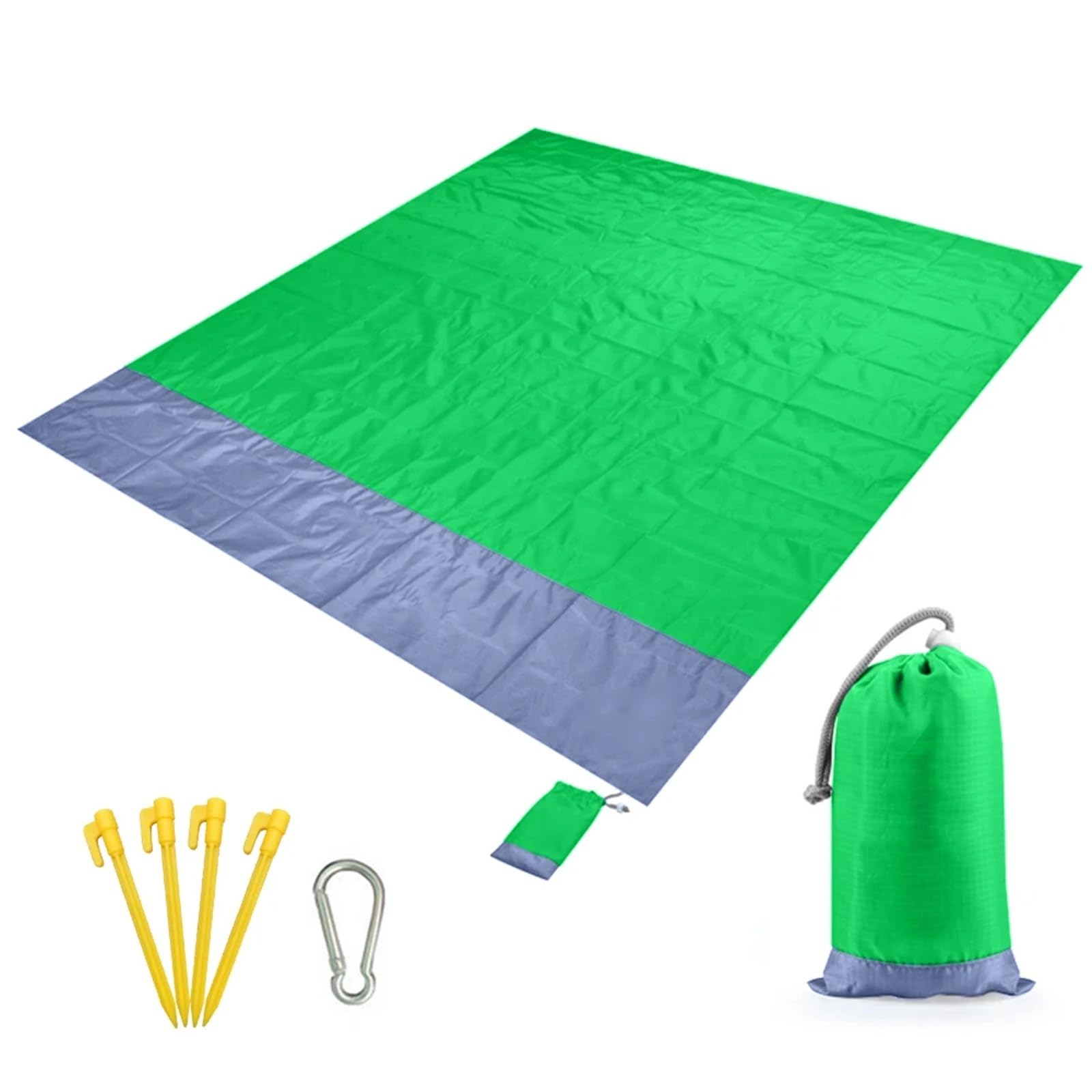 Tappetino da spiaggia, tappetino campeggio for esterni, pieghevole, portatile, senza sabbia(Green)