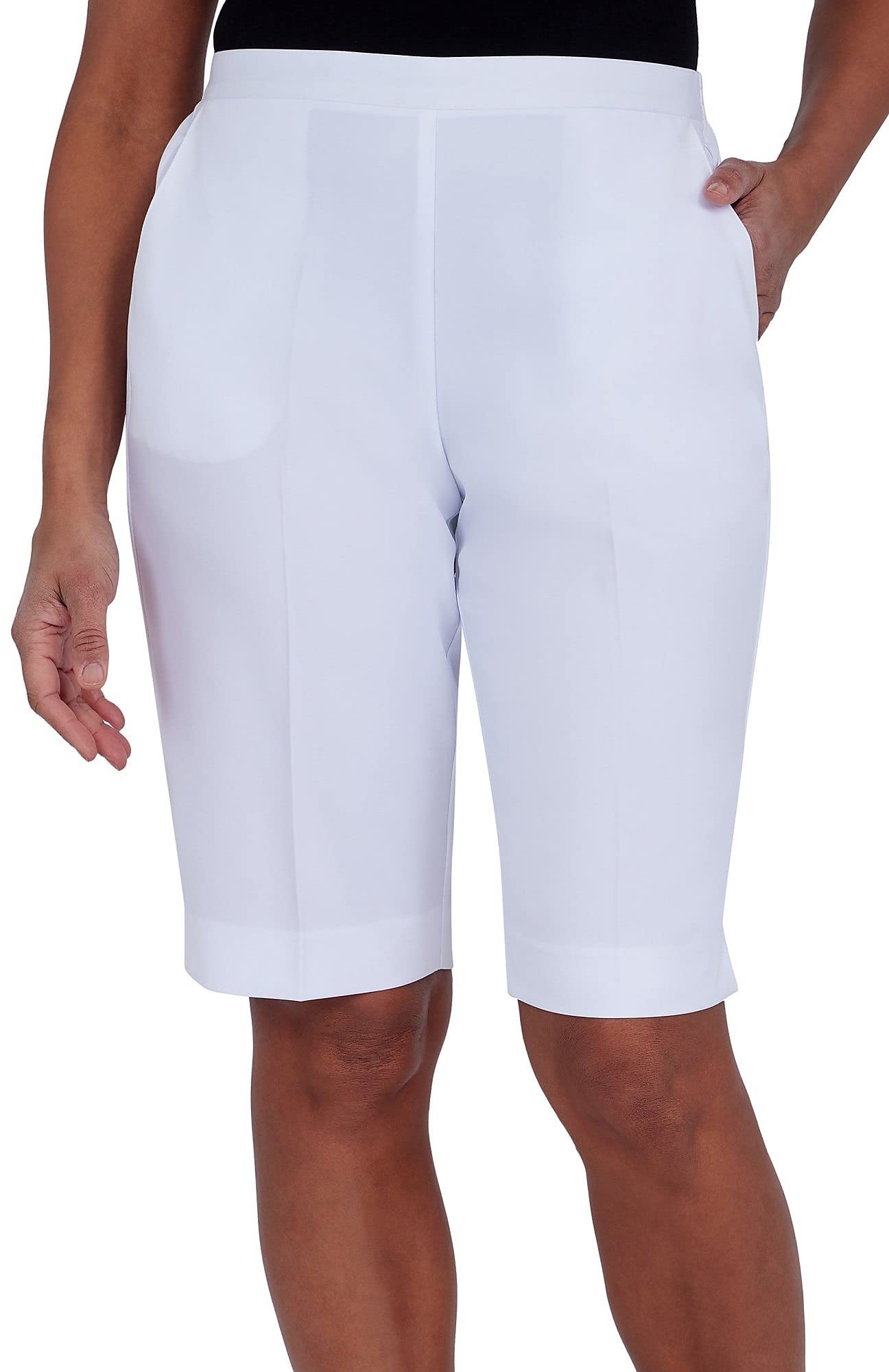 Pantalon court skimmer Alfred Dunner Petite 10P blanc uni pour femme