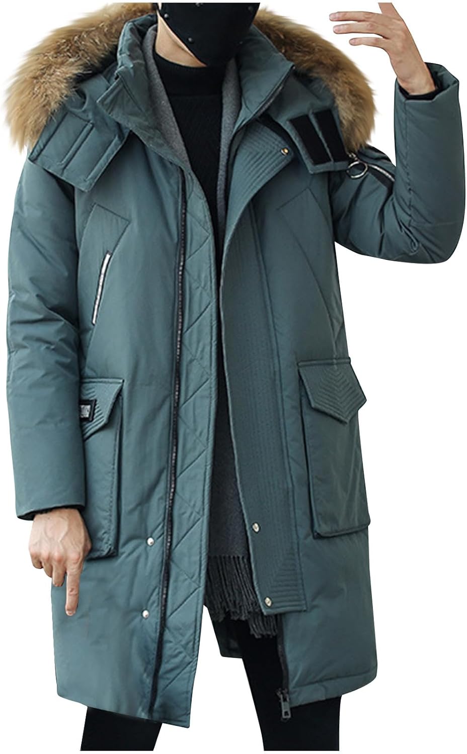 Men's Winter Coat Warm Parka Ski Jacket with Faux Fur Hood Long Puffer Jacket Thicken Outerwear Windproof Down Coat