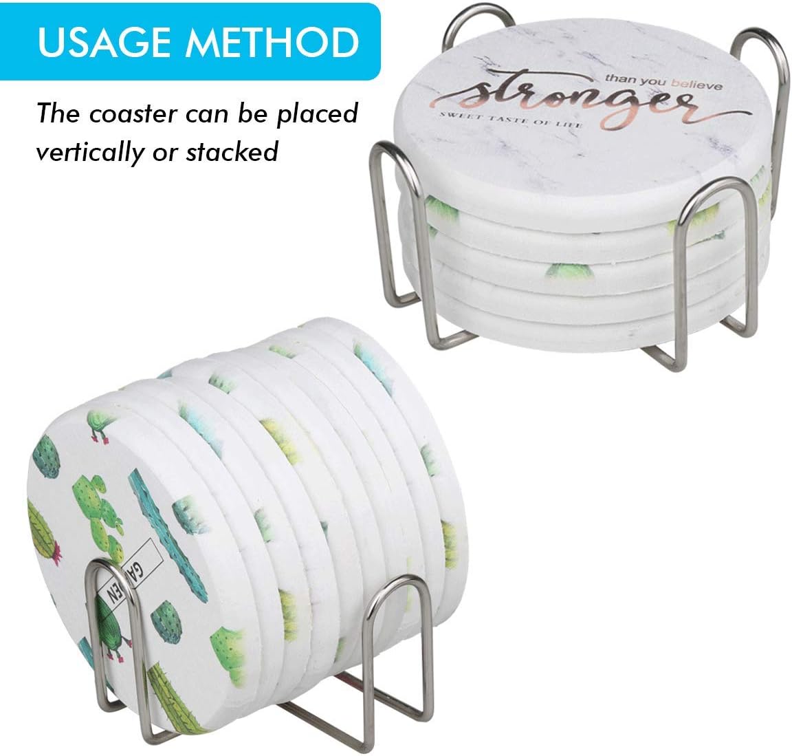 40% оƒƒ Dіѕсоunt iziusy 2 Pieces 4.5 Inch Stainless Steel Coasters Holder Storage for Both Round and Square Coasters, Hold Up 4 to 7 Coasters