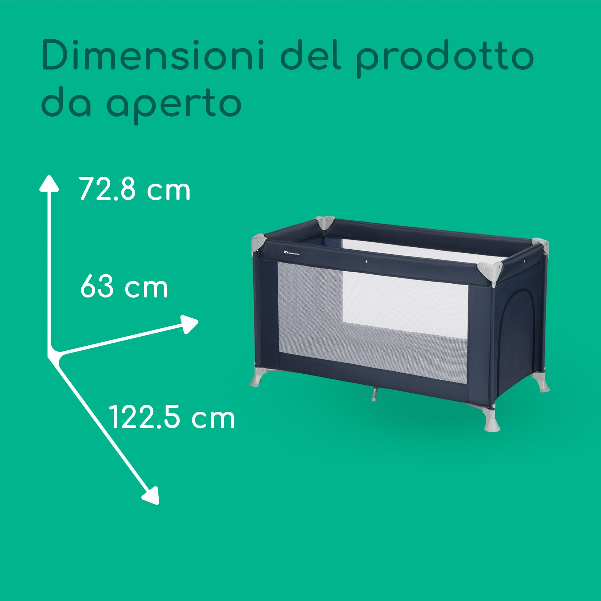 Bebeconfort Sweet Dreams Lettino da Campeggio per Bambini 0-3 anni (15 kg), Lettino Neonato da Viaggio Pieghevole Leggero, Materasso Imbottito, Finestra Laterale, Chiusura Compatta, Navy Blue