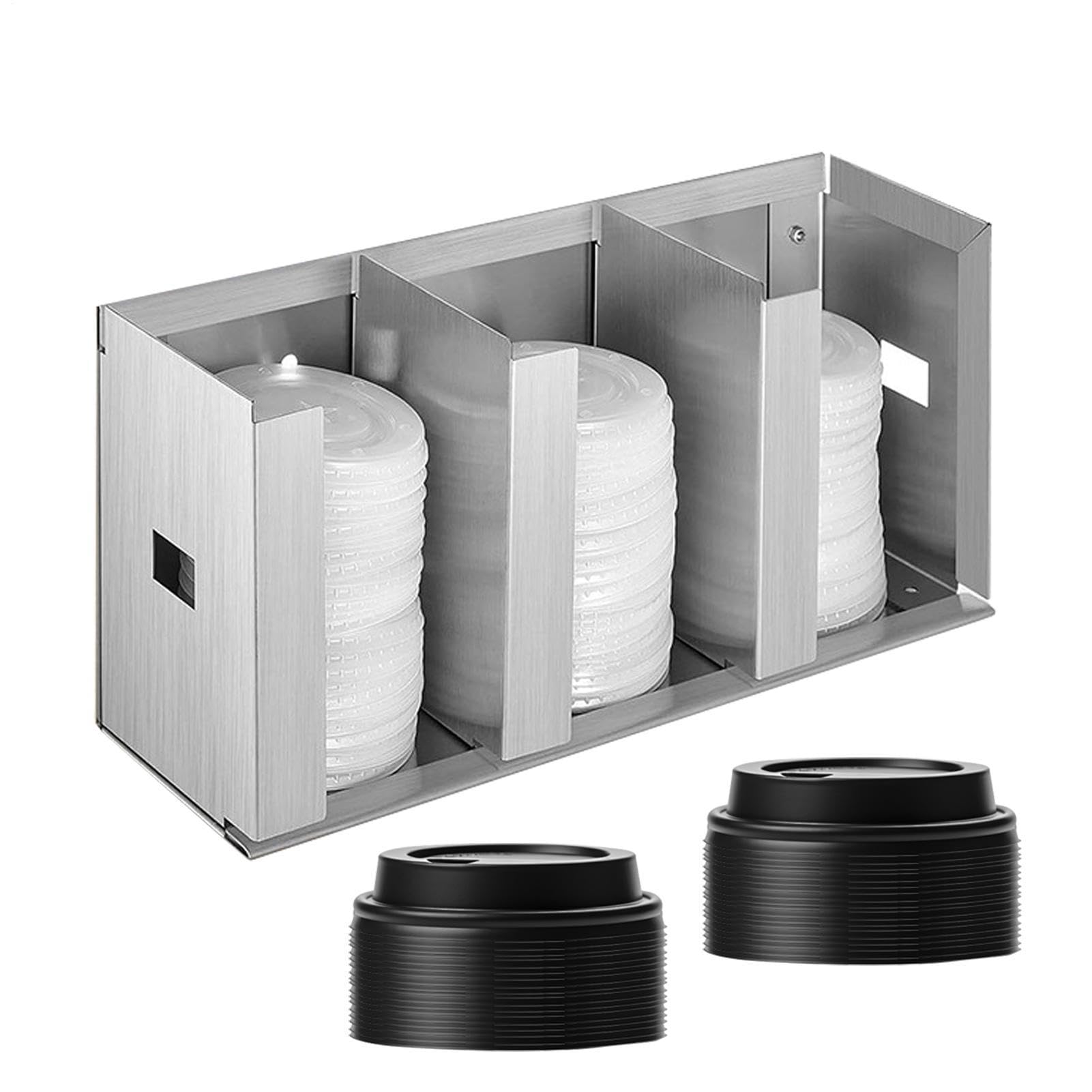 Porta tazze e coperchio, in acciaio inox, a 3 scomparti, da bancone, per proprietari di case, genitori, casa, ufficio, appartamento, feste, cucina