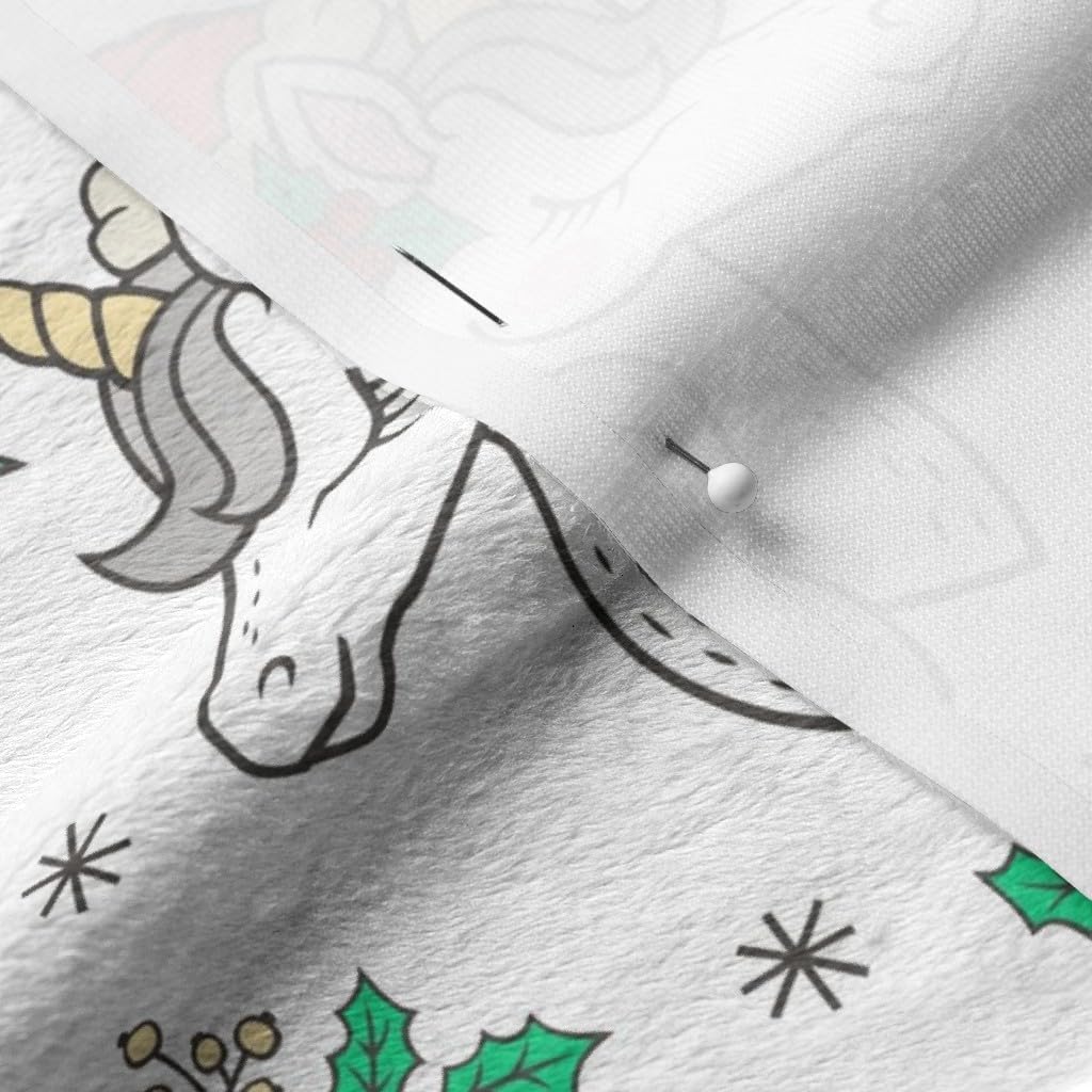 Spoonflower Fabric - Christmas Unicorn White Xmas Holidays Winter Whimsical Santa Holiday Printed on Minky Fabric by The Yard - Sewing Baby Blankets Quilt Backing Plush