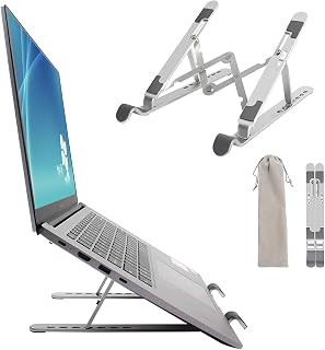 Portable Laptop Stand, 7 Level Height Adjustable Laptop Holder Rise for Desk, Non-slip Ventilated Cooling Aluminum Notebook Mount Compatible with 10''-15.6'' MacBook ProAir/Dell/iPad/HP/Lenovo