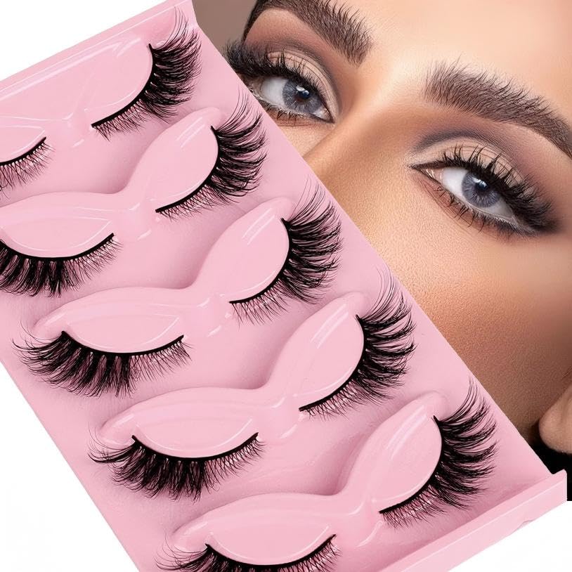 5 pairs of Fox Eyelashes -Natural-Look False Eyelasheswith Soft Fluffy Lashes for a Sexy Look