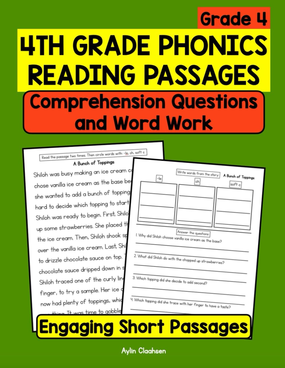 4th Grade Phonics Reading Passages with Comprehension Questions and Word Work: Engaging Workbook with Short Stories for Grade 4 (K-5 Phonics Passages with Comprehension Questions)
