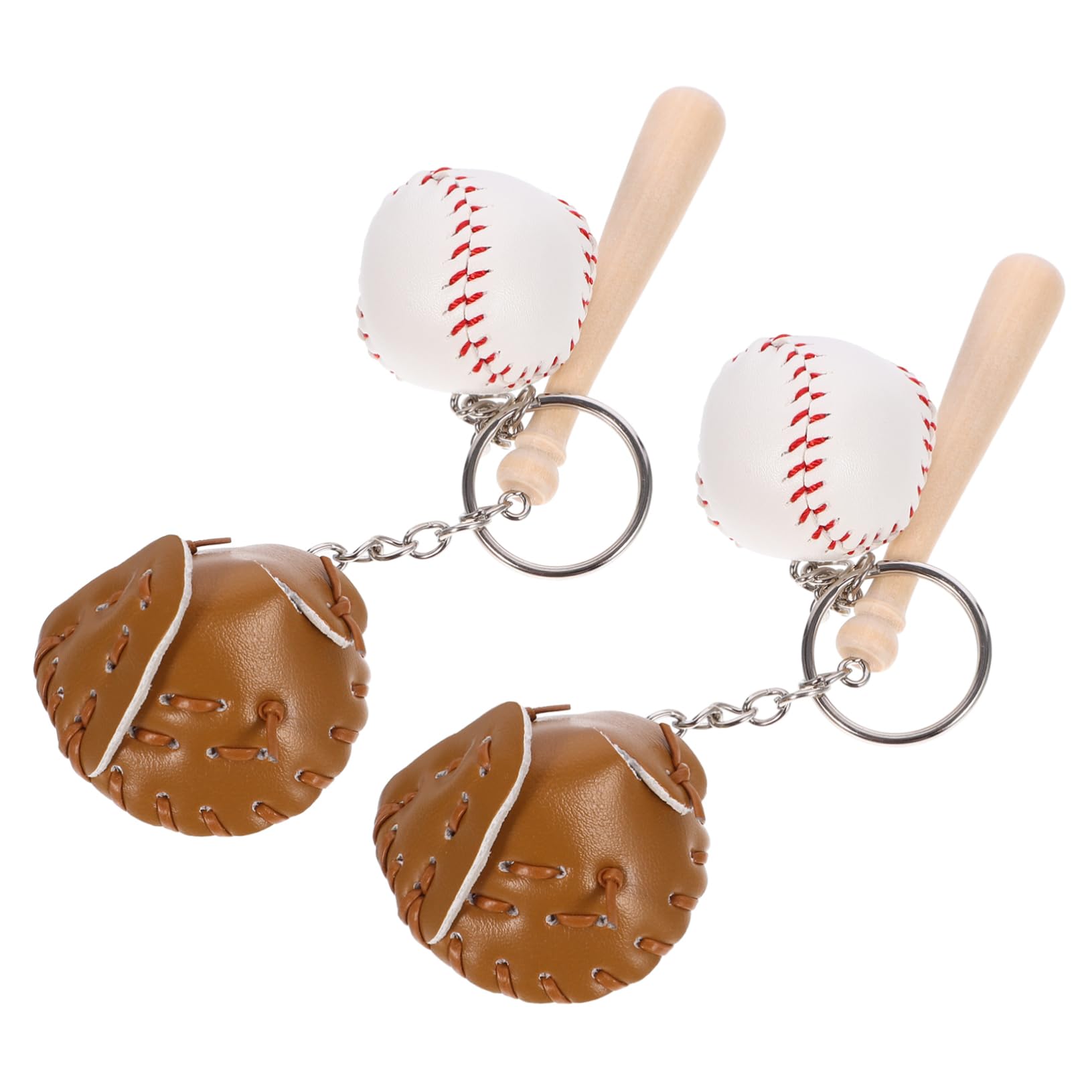 2pcs Baseball Pendant Baseball with Bat Keychain Softball Keychain Bat Baseball Glove Keyrings Baseball Key Ring Baseball Keychain Baseball Keyring Key Rings Softball Bat Wood Mini