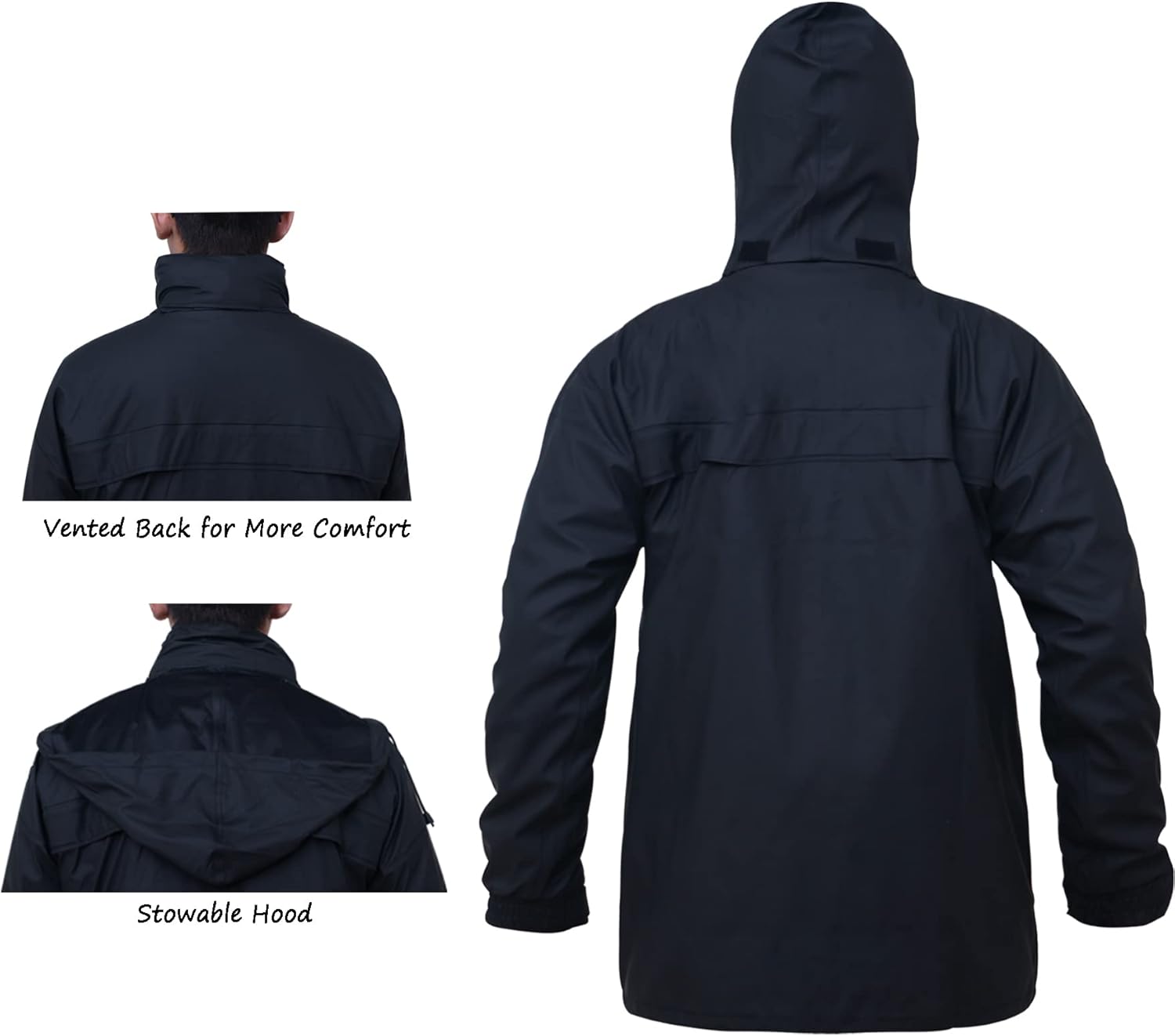 Vista 3 de KYBKDYY Trajes de lluvia para hombre, impermeable, para el trabajo, ligero, para lluvia