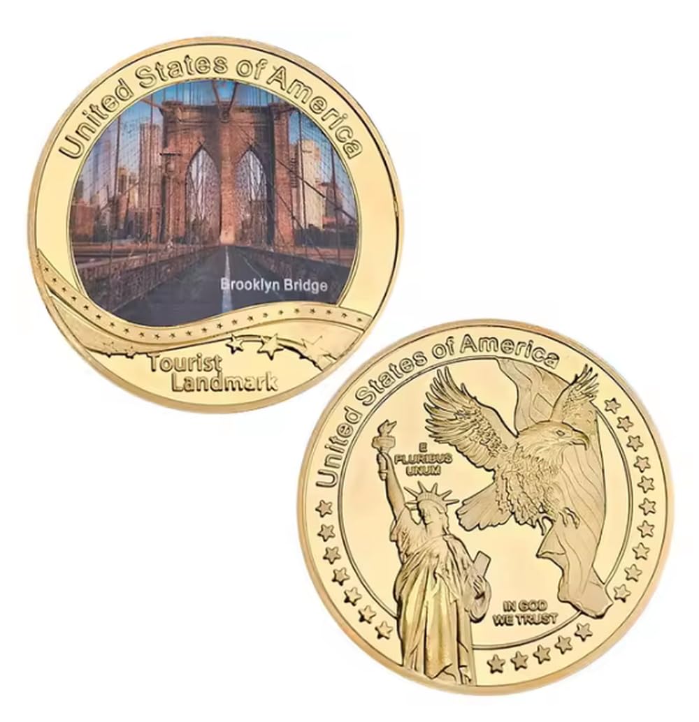 Monedas Conmemorativas Monumentos Turísticos Americanos Arquitectura Moneda De Desafío Moneda Coleccionable Chapada En Oro Moneda Conmemorativa Regalo De Recuerdo 5 Piezas/Juego