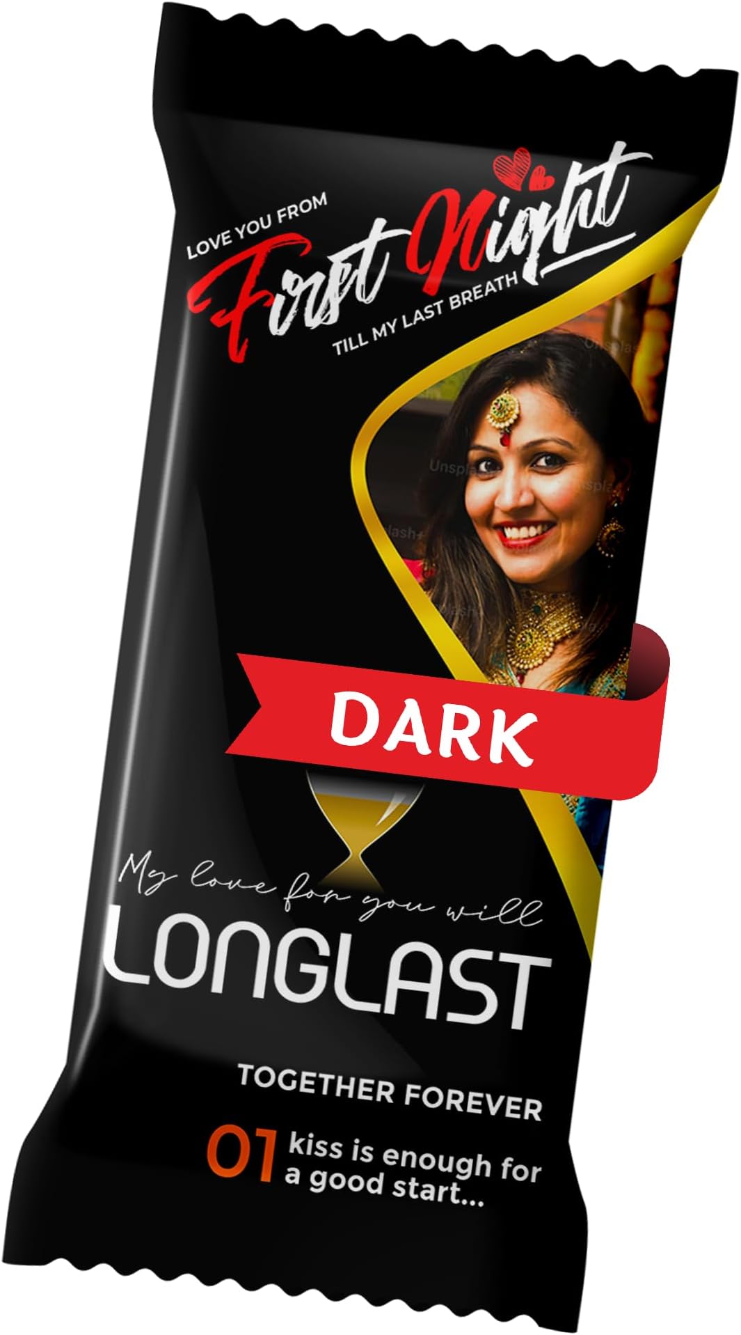 Katha Chocolates First Night Gift, Wedding Night Present, For Husband, Wife Personalized Customized Chocolate Large Bar (100g Bar) (Dark Chocolate)
