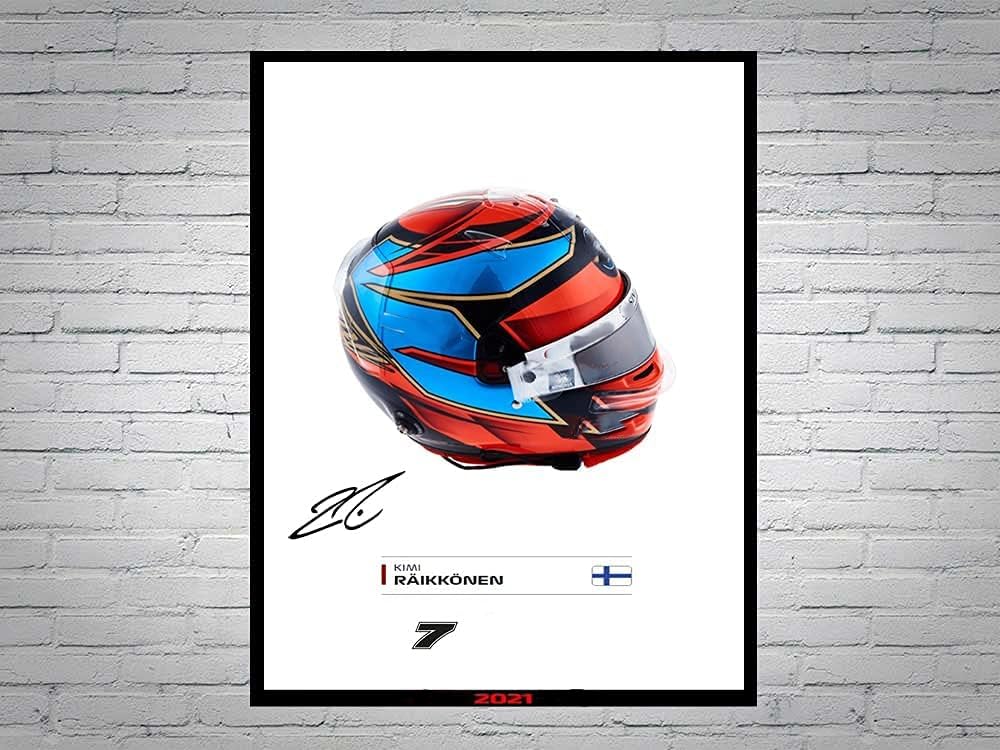 LJW Kimi Raikkonen Poster 2021 Helmet Signed Poster A4
