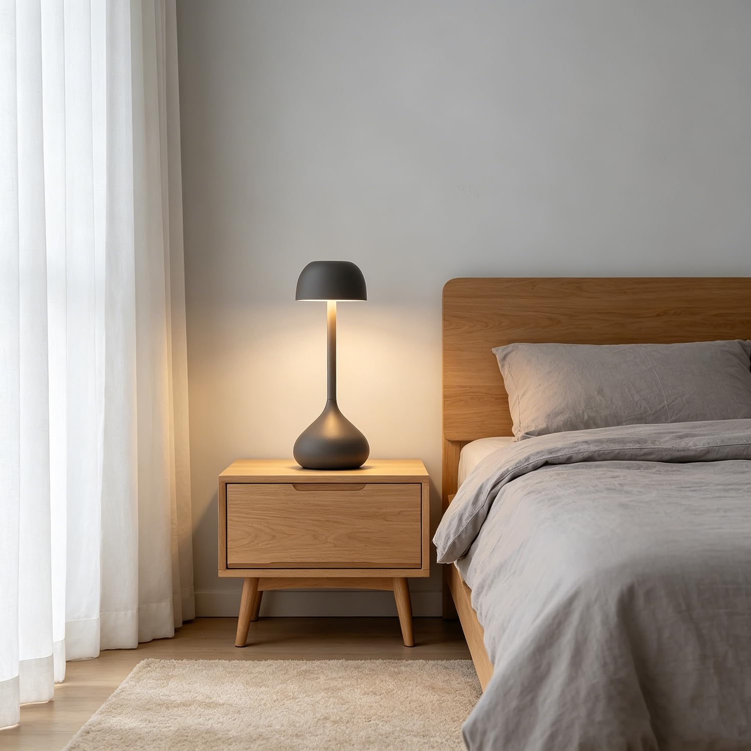 EaEa LED Tischlampe Kabellos Dimmbar Akku Lampe mit Touch Control, Vaseform Tischleuchte USB Aufladbar 3000k-6000k Moderne Dekorative ohne Kabel Nachttischlampe, für Restaurant, Schlafzimmer,Grau