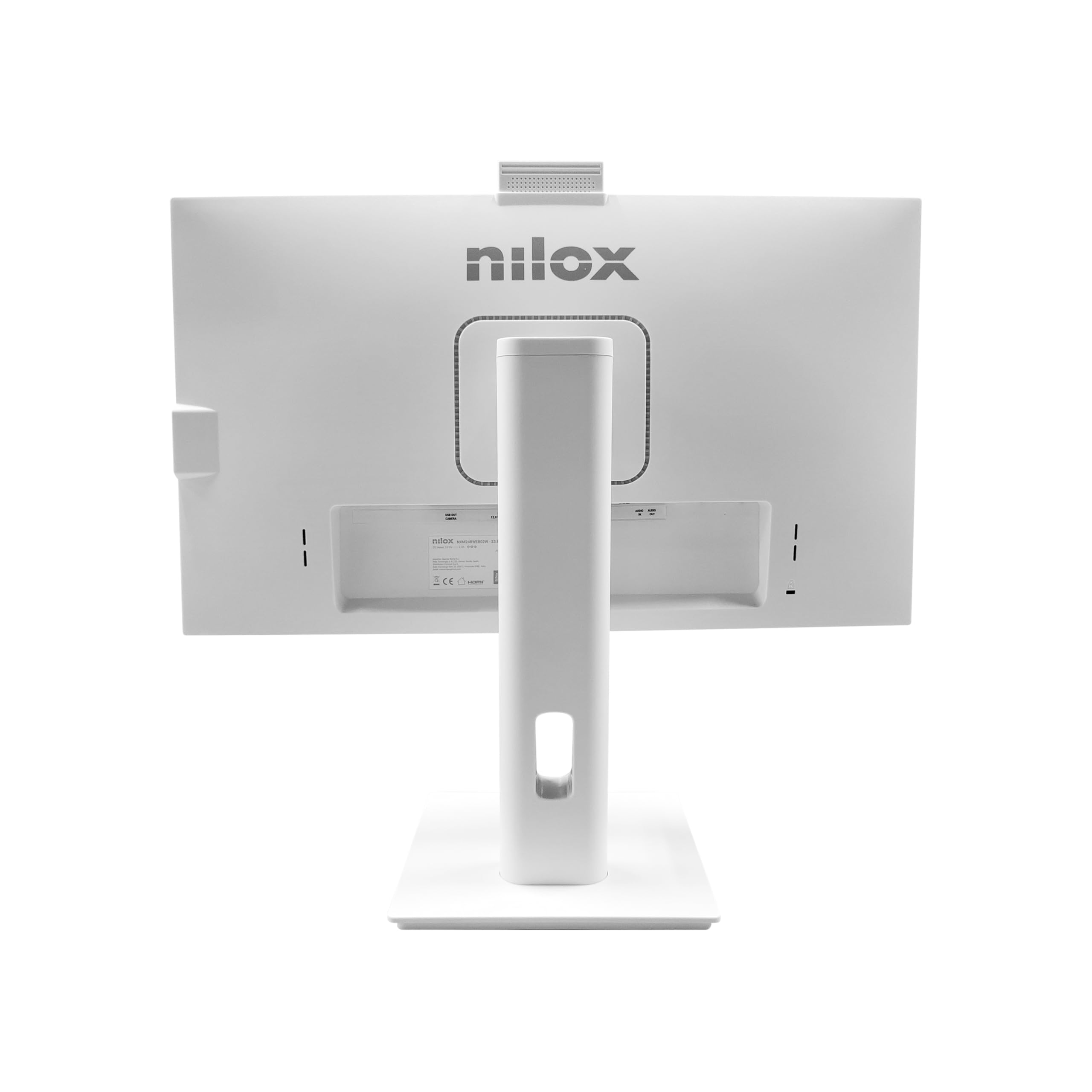 Nilox NXM24RWEB02W Monitor Business 24'' IPS Full HD 120 Hz (Bianco), Webcam FHD Integrata, Regolabile, Connessioni HDMI/DP/VGA