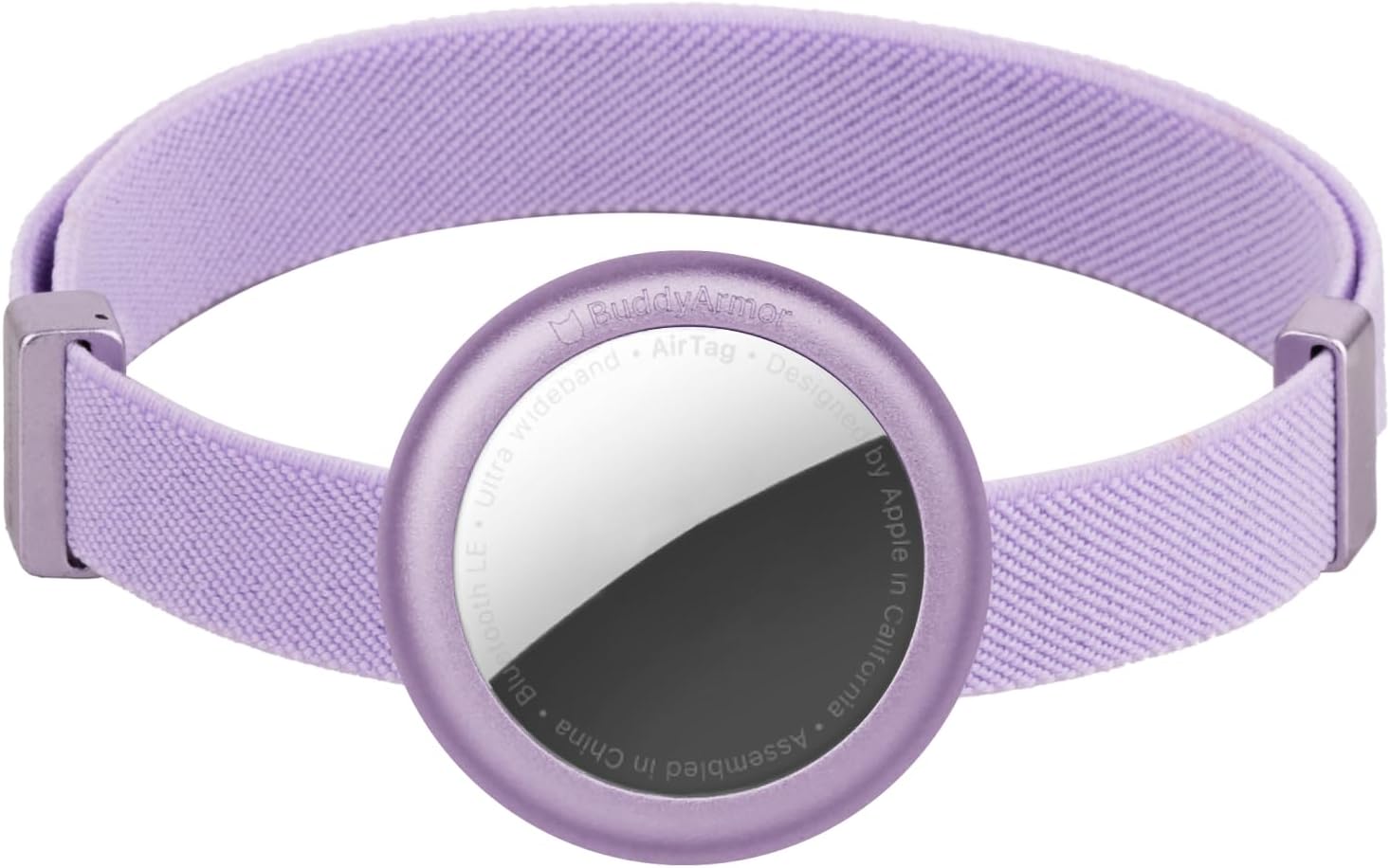 Cat Airtag Collar, US IDA Gold Award Cat Safety Collar Non Breakaway Elastic Airtag Collar Lightweight Airtag Holder Anodized Aluminium Case for Kitten Small to Large Cats,M(Monet Purple)