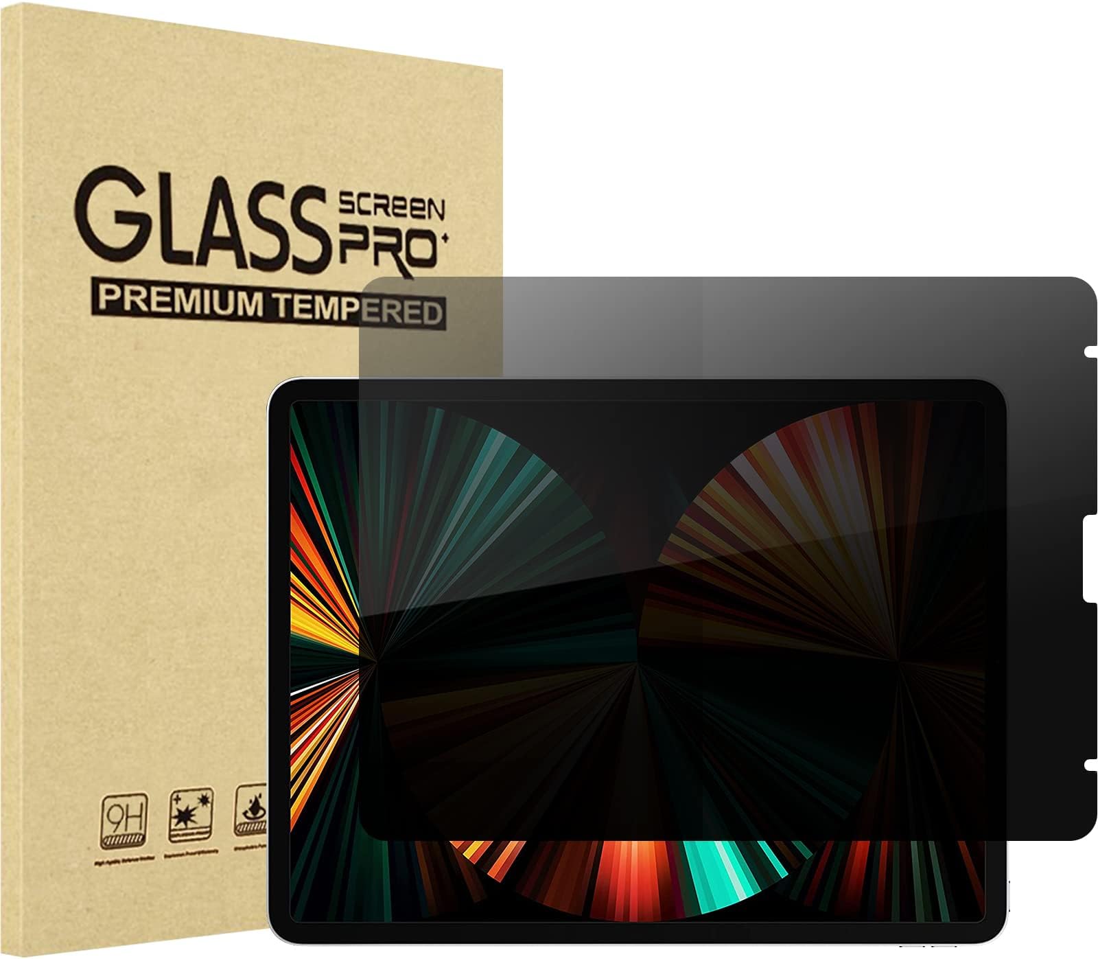 ProCase iPad Pro 12.9 4-Way Privacy Screen Protector 2022 2021 2020 2018, 360 Degree Anti-Spy Tempered Glass Screen Film Guard for iPad Pro 12.9 Inch 6th 5th 4th 3rd Generation
