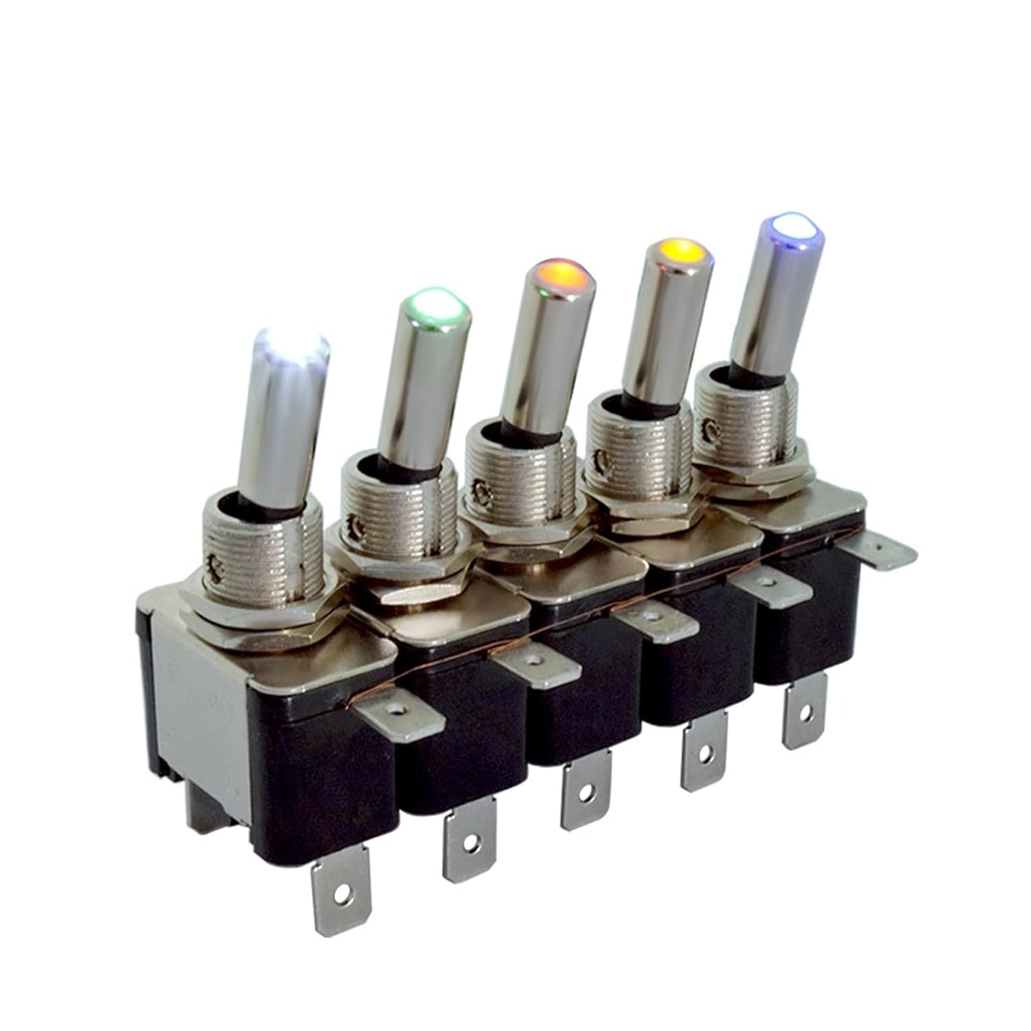 Auto Car Boat Truck 12V LED Toggle Switch Light Illuminated 3pin ON Off 20A with Safety Aircraft Flip Up Cover Guard Red Green(Green Cover,Red LED Switch)