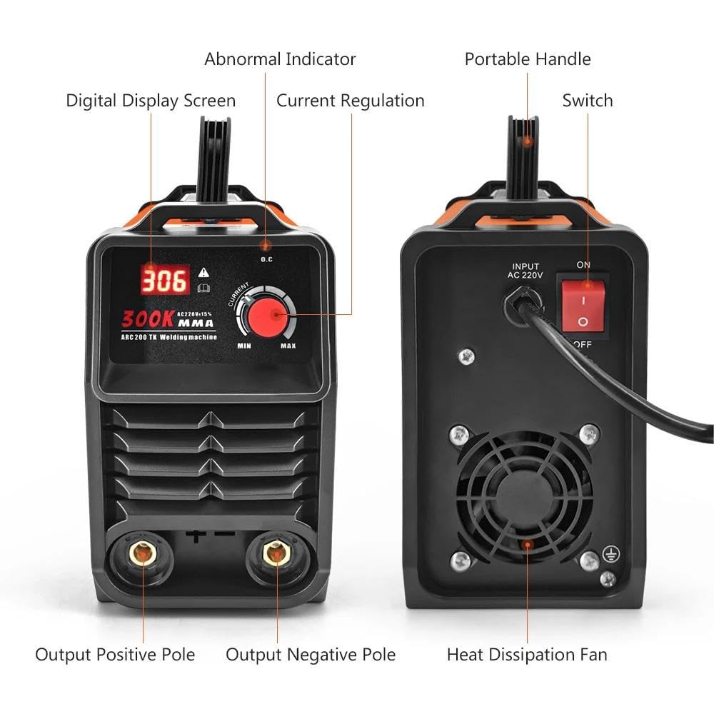 300A 220V MMA ARC Soldador,Mini Portátil Soldador Electrodo con Pantalla Digital LED,Bricolaje, Reparación de Bicicletas, Soldador Portátil para Soldadores