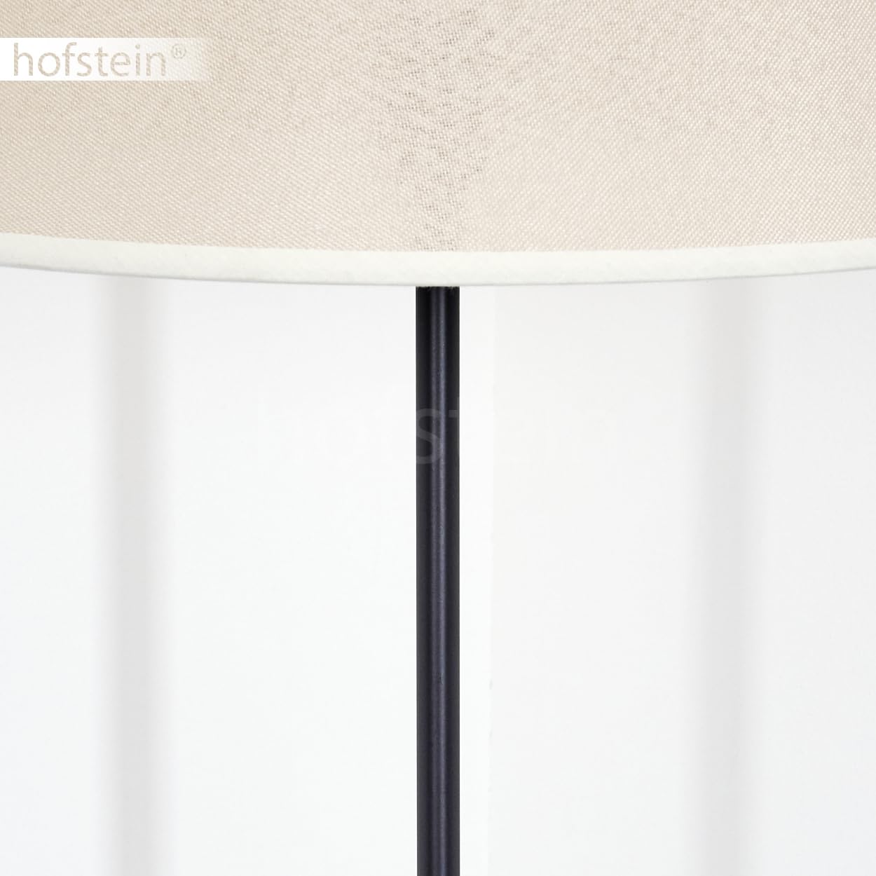 Stehleuchte Bassagoda, Stehlampe aus Metall/Stoff in Schwarz/Beige/Weiß, Leuchte im skandinavischen Design mit rundem Schirm (Ø 45 cm) u. Fußschalter, 154,5 cm, 1 x E27, ohne Leuchtmittel