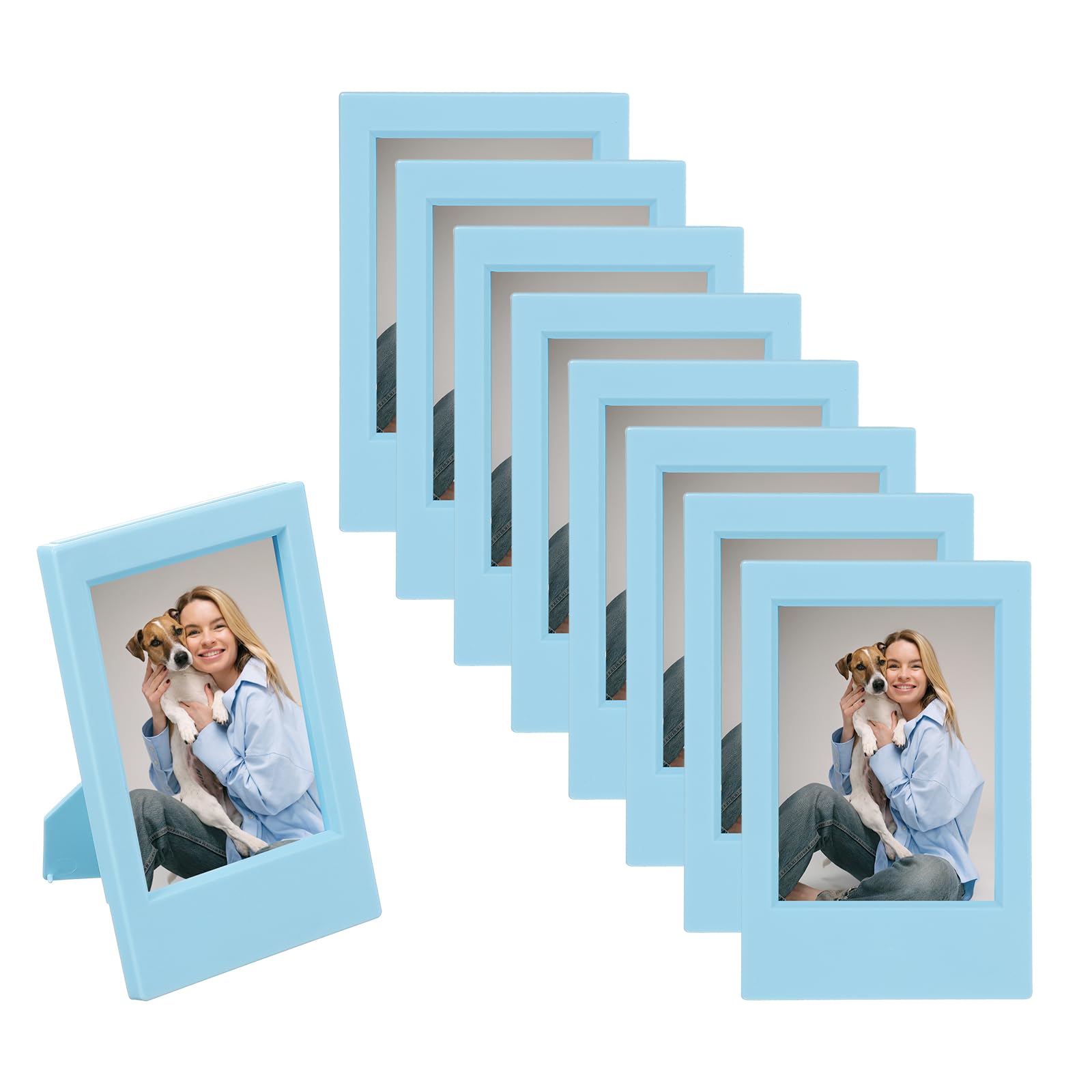 Mini cadre photo instantané 6x9 cm bleu ciel pour petit affichage de table rectangulaire (8 pcs)