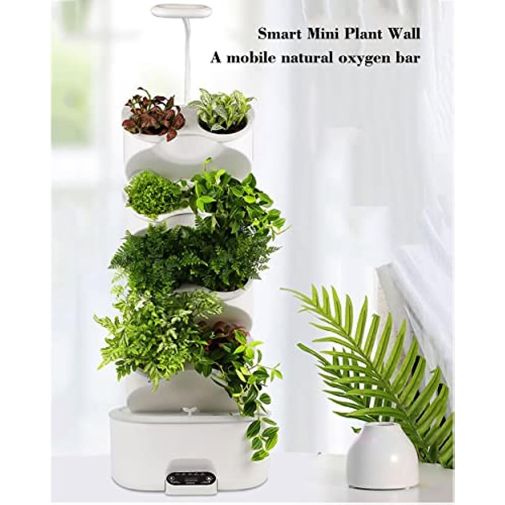 Sistema de cultivo hidropónico, kit de jardín de hierbas para interiores con luz LED de crecimiento, temporizador y pantalla táctil, germinación inteligente para hierbas, frutas y verduras