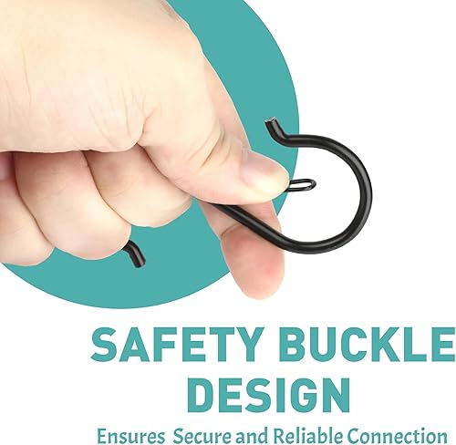 Miniatura 3 de 12 ganchos en S para colgar resistentes, gancho en S de metal resistente de 3.5 pulgadas con hebilla de seguridad, adecuado para varillas de 0.5