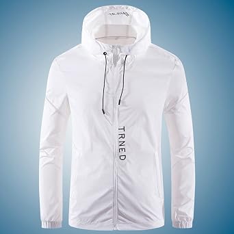 WWricotta Male Spring and Summer Sunscreen Ice Silk Thin Long Sleeved Zipper Hooded Solid Color Jacket Real Leather Coat Men