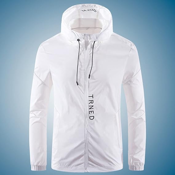 WWricotta Male Spring and Summer Sunscreen Ice Silk Thin Long Sleeved Zipper Hooded Solid Color Jacket Real Leather Coat Men