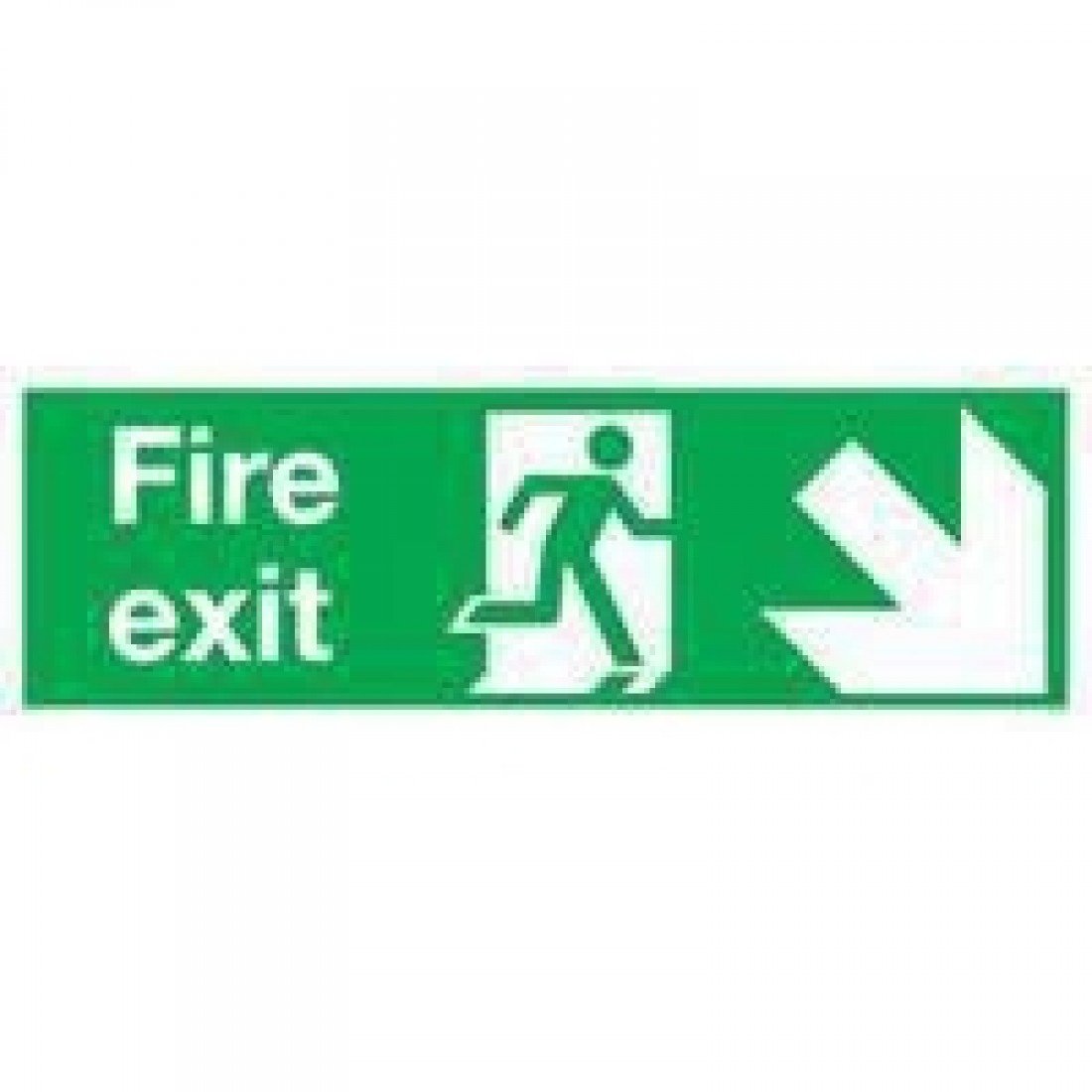 SIGNSLAB E99S/S Safety Sign "Fire Exit Running Man Arrow - Down/Right", Self-Adhesive, 150 mm x 450 mm