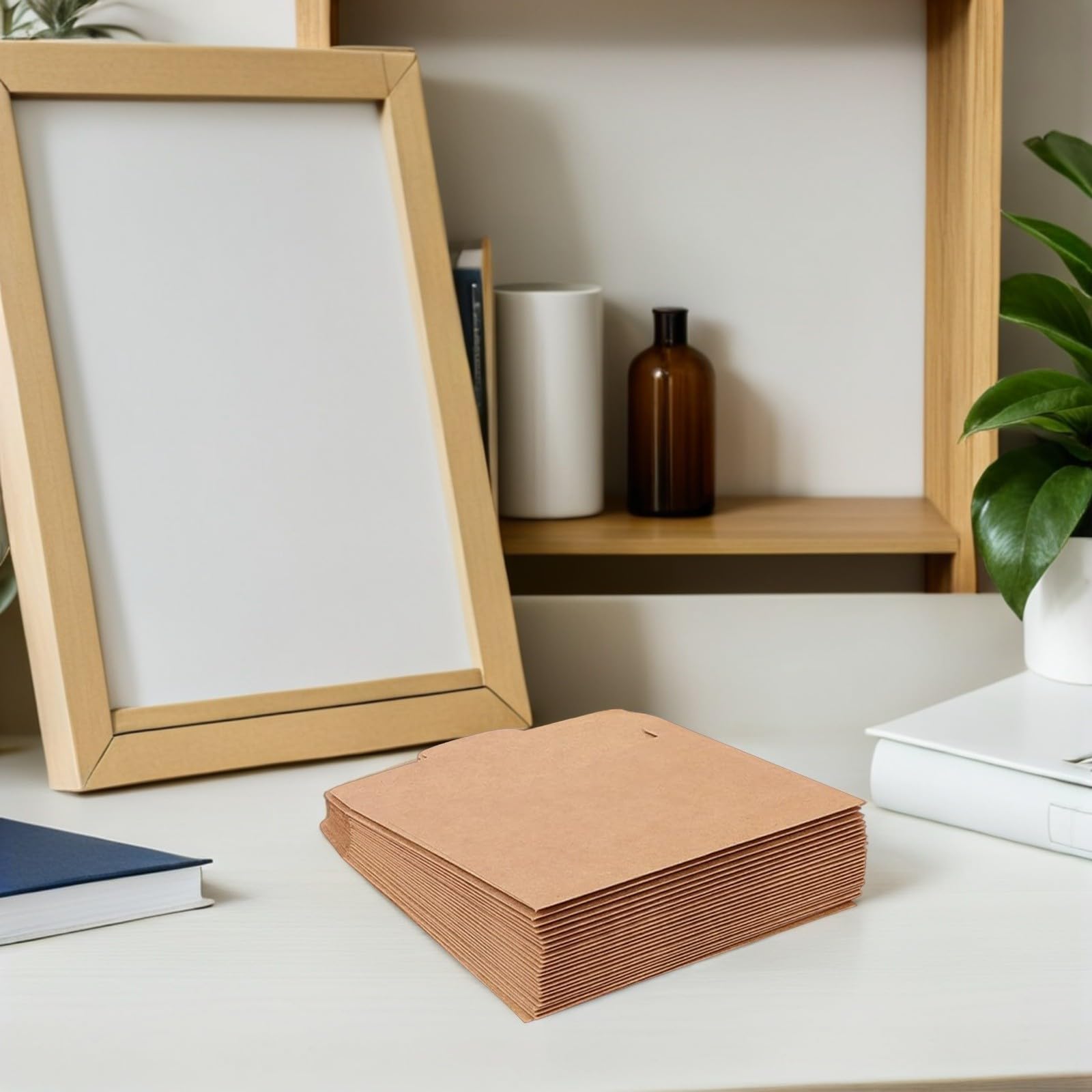 YARNOW Bolsas de Papel Kraft Marrón Tamaño Pequeño y Resistente 50 para CD, Sobres Reutilizables de Cartón Kraft, Ideales para Embalaje y Archivo de Discos