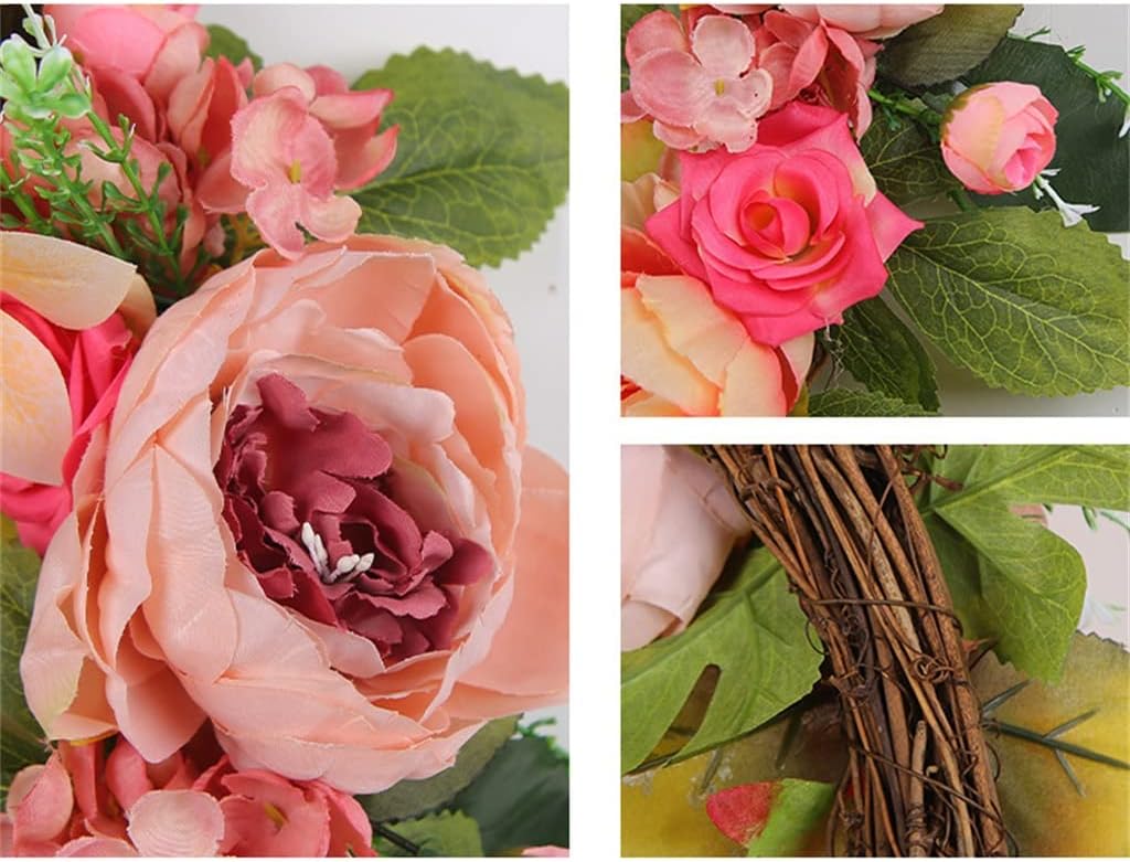 Peony Wreath Wall Hanging Home Decoration Holiday Simulation Rattan Wreath Decoration Door Hanging