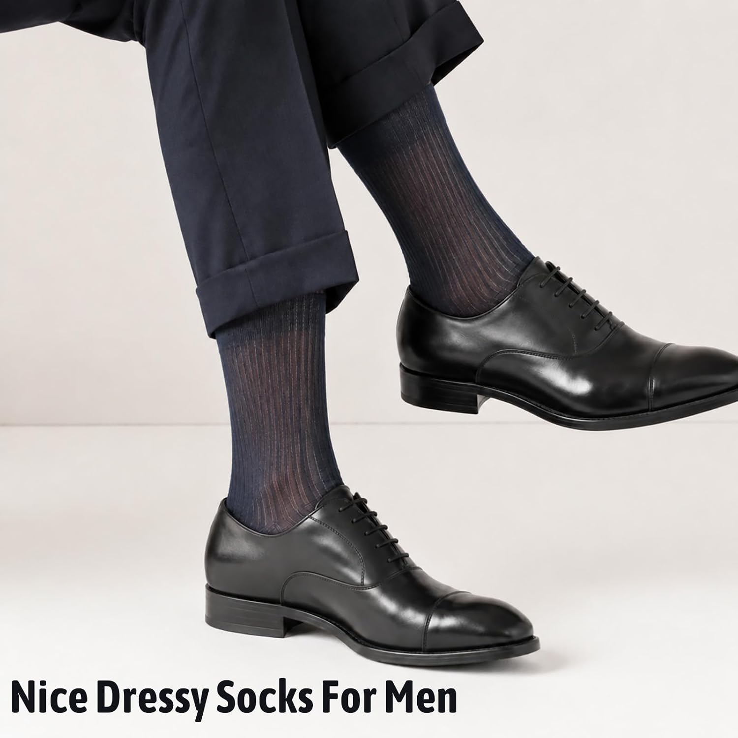 3pairs Men Silk Sheer Socks, Business Soft Nylon Dress Sock Summer Striped Daily Casual Breathable Stockings for Work Business Formal Suit
