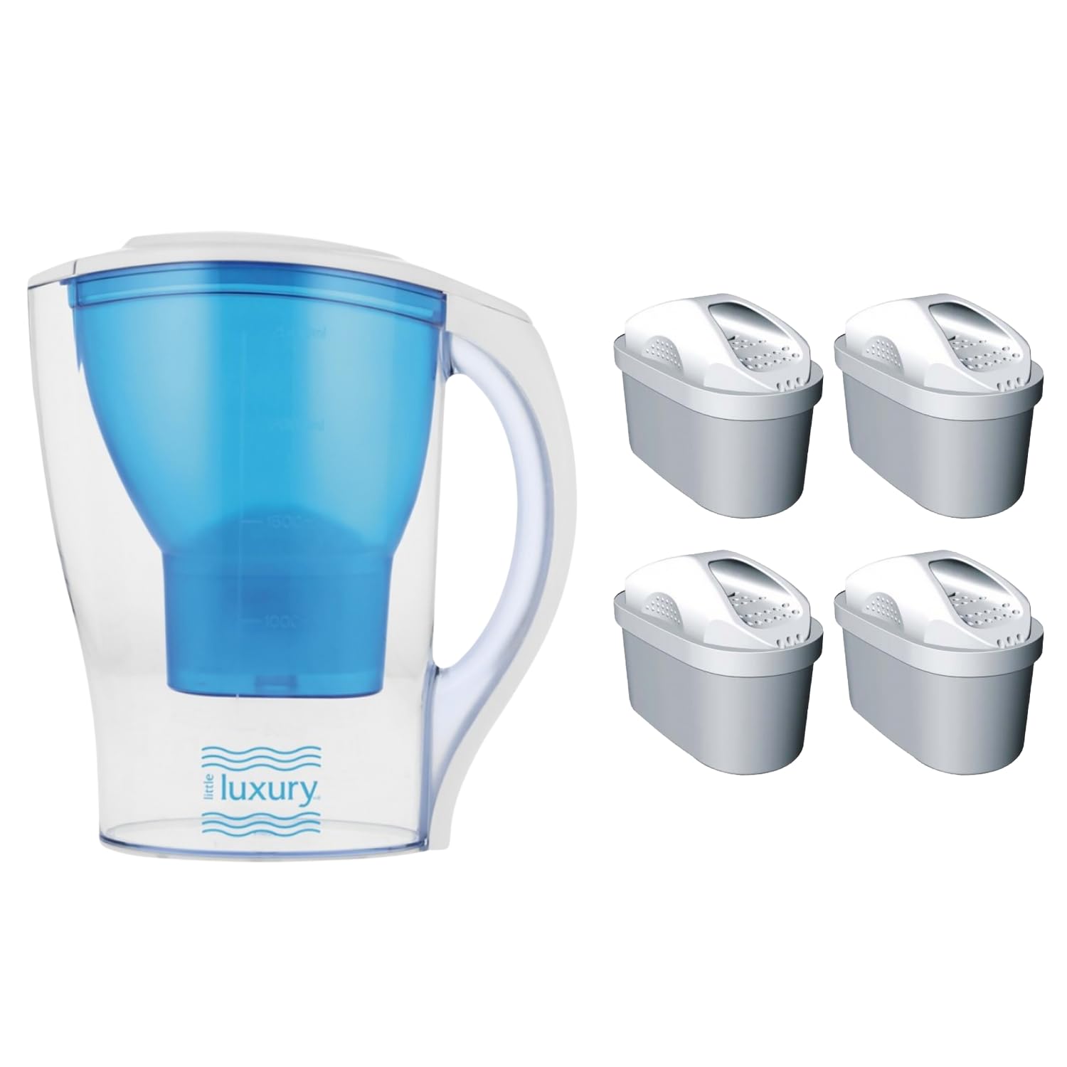 Little Luxury Vitality Hawaiian Water Filter Jug & 4-Pack 4 Stage Carbon Filters