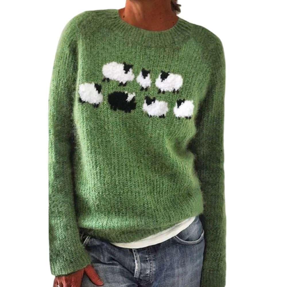 Retro Fair Isle Knit Sweater Loose-Fitting Fall Winter Vintage Casual Pullover