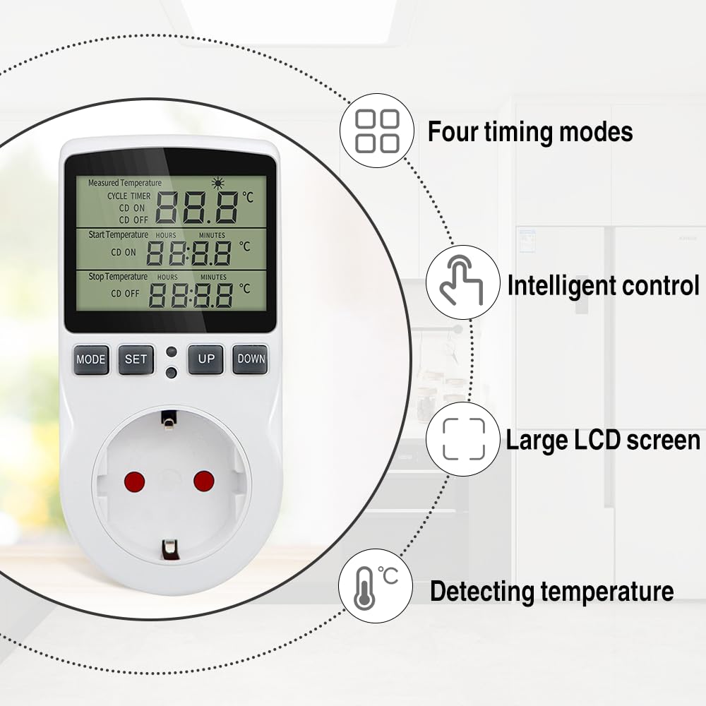 Presa Termostatica Digitale 230V 16A Con Sonda - Timer Per Riscaldamento E Raffreddamento - Foto 7