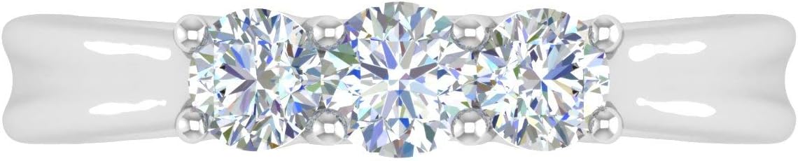 FINEROCK 14K Gold 3-Stone Diamond Engagement Ring Band (0.76 Carat)