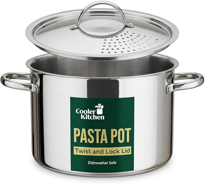 Stainless Steel Pasta Pot with Strainer Lid — 5.5 Qt