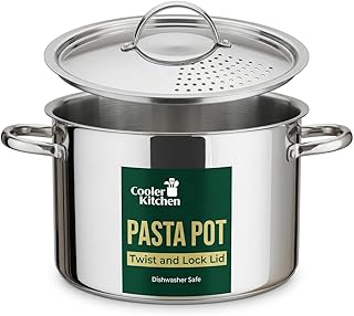Stainless Steel Pasta Pot with Strainer Lid - 5.5 Qt Large Capacity Spag...