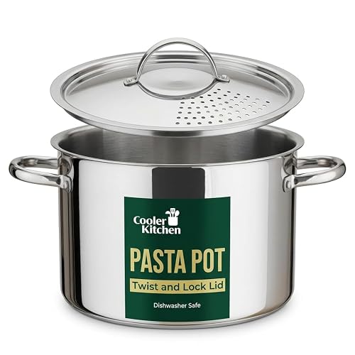 Stainless Steel Pasta Pot with Strainer Lid — 5.5 Qt
