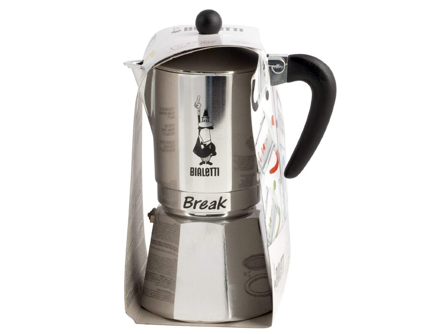 Bialetti Break - Cafetera Espresso de Aluminio para 6 Tazas - Dimensiones 16 x 11 x 23 cm