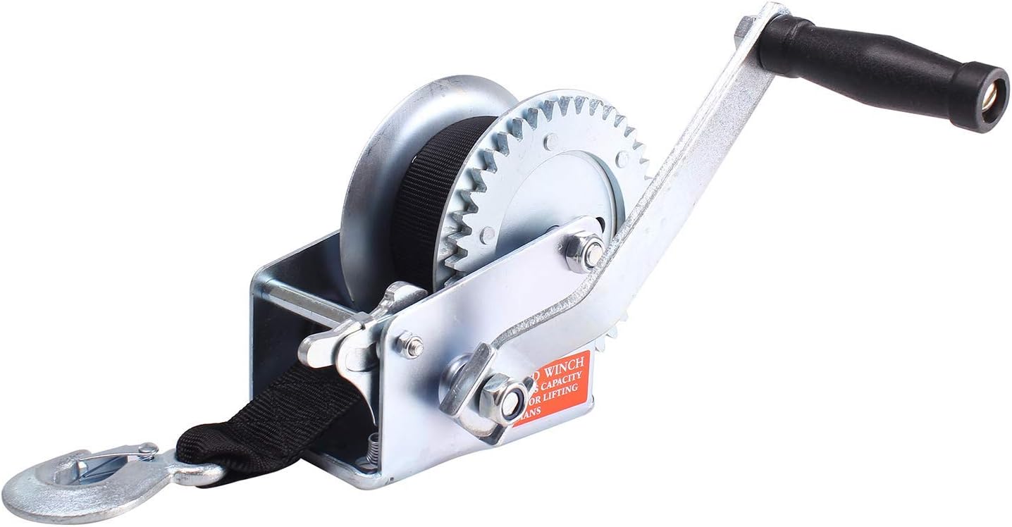 Amarite 1200 lbs Capacity Hand Crank Winch Manual Operated Hand Winch ATV Boat Trailer.