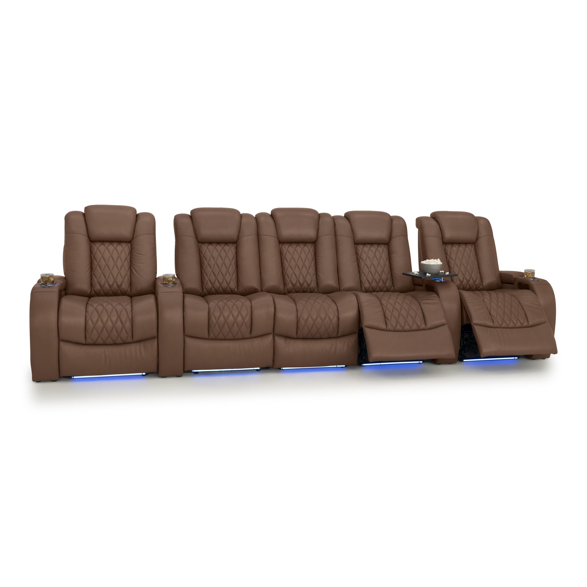 Seatcraft Diamante Home Theater Seating Tobacco Row of 5 Middle Sofa