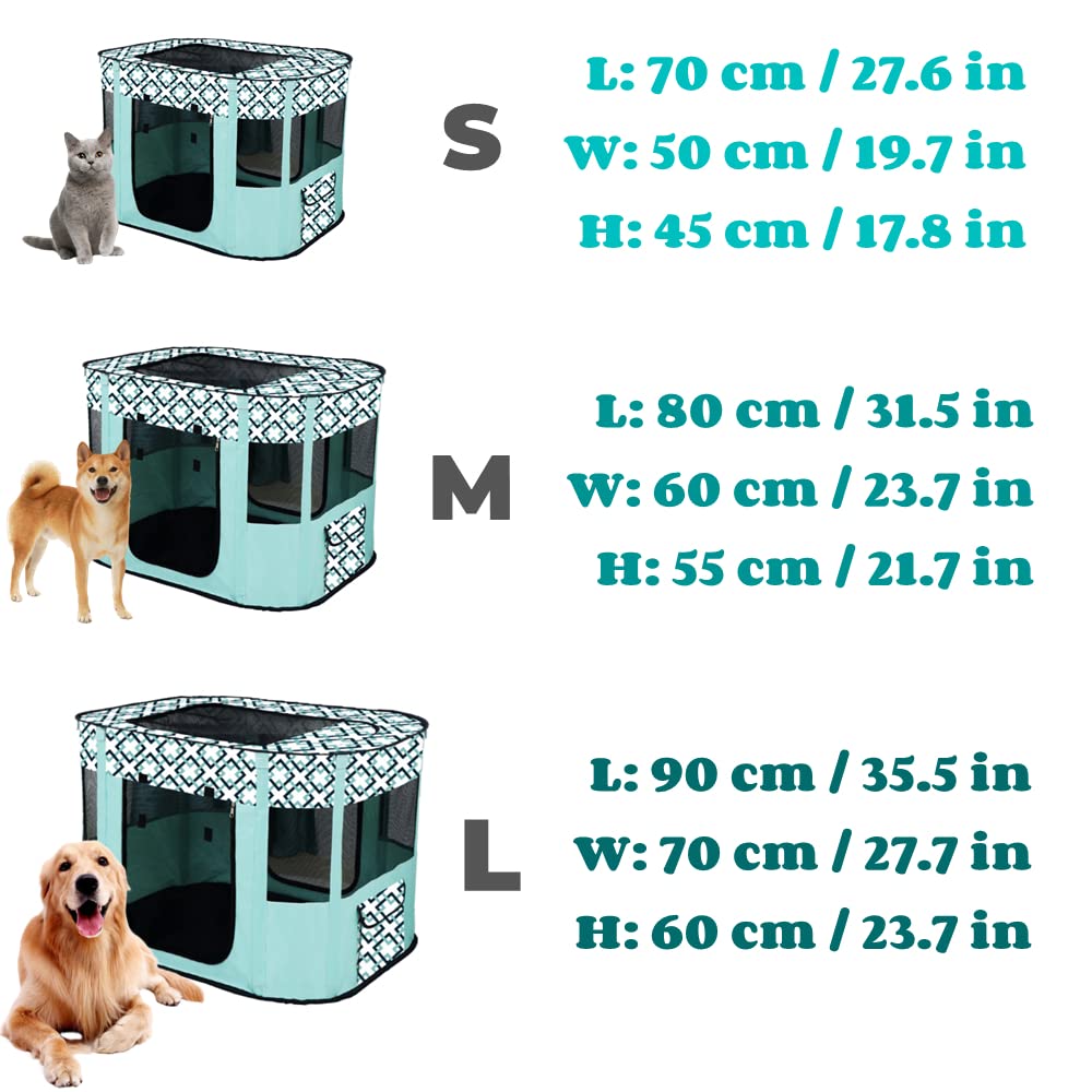 Floving Cuccia portatile per animali domestici, pieghevole, rettangolare, per sala da parte, cuccia per gatti, cuccioli, cuccia per animali domestici (Azzurro, M/80 * 60cm)